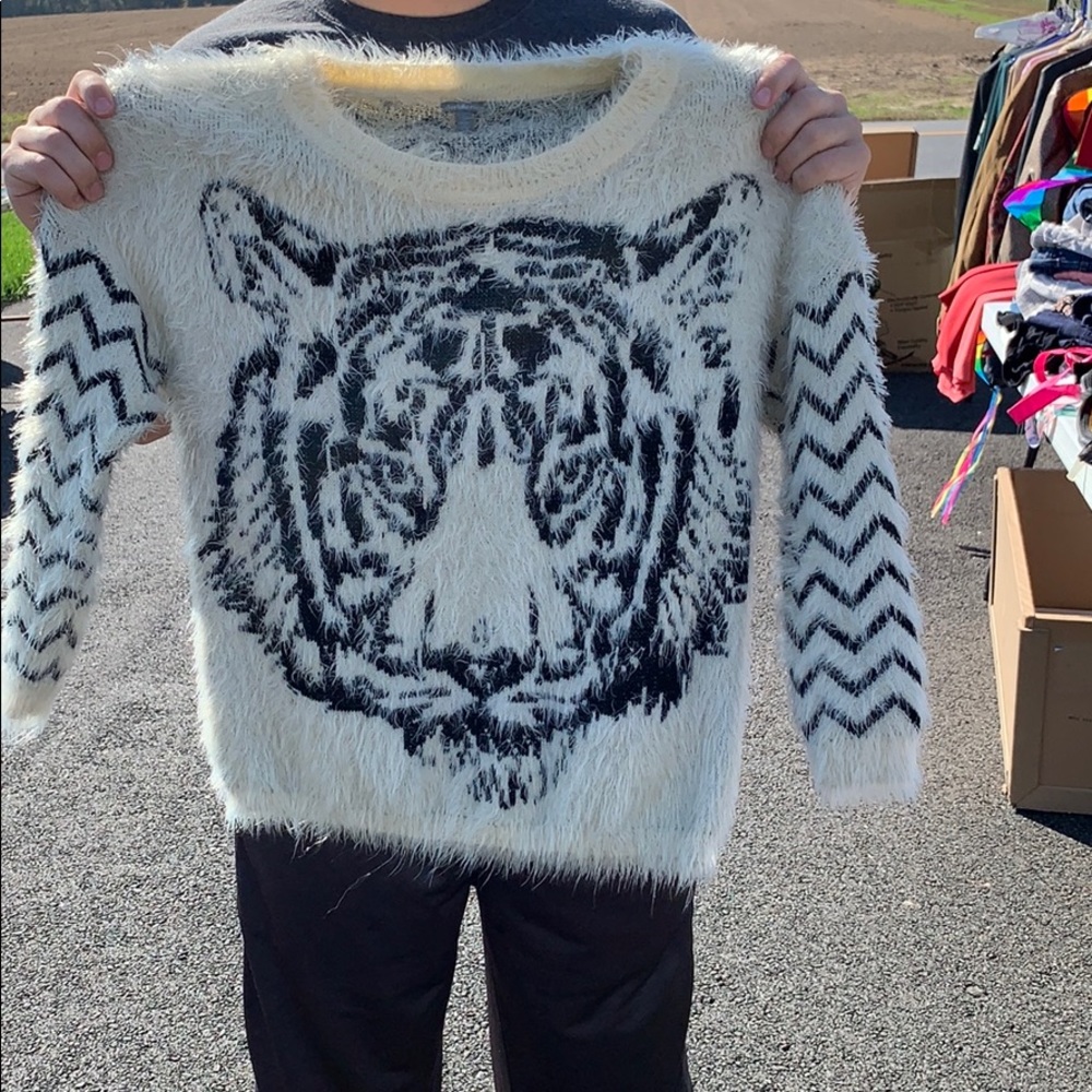Fuzzy tiger sweater